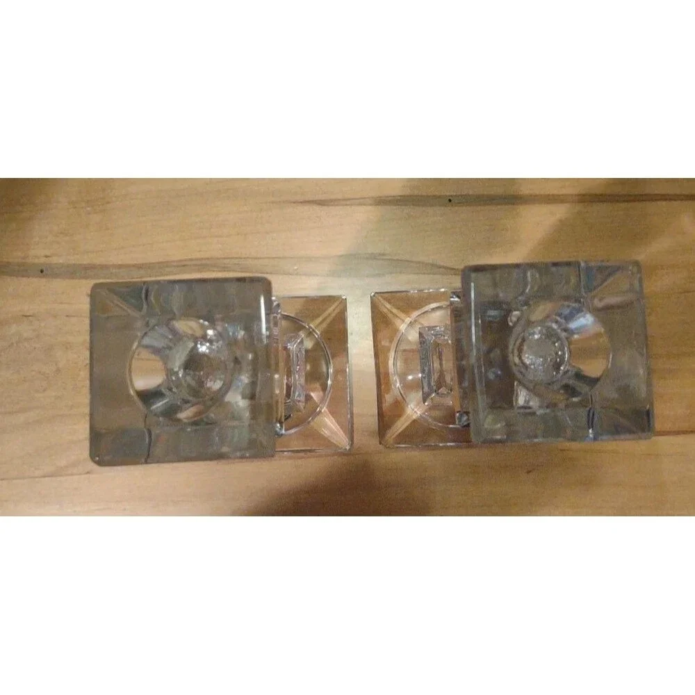 2 SHANNON‎ Crystal Candle Holders Candle Sticks Square Shape 10